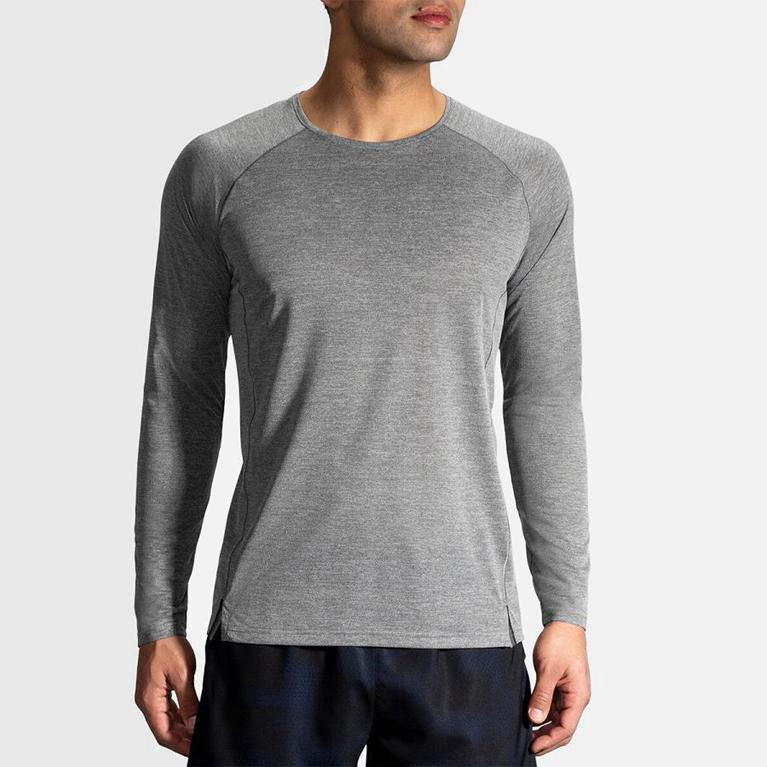 Brooks Ghost NZ - Men's Long Sleeve Running Shirt - Grey (76543-TDKJ)